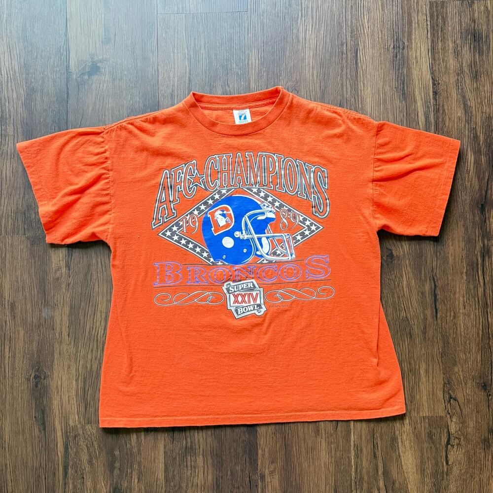 Vintage 1989 Denver Broncos AFC Champions Tee XL Logo 7 USA